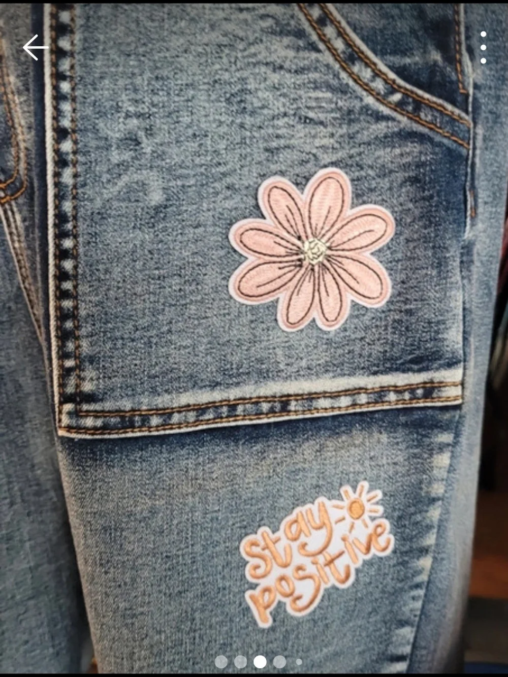 Women's Blue Denim Short Overalls with Embroidered Patches